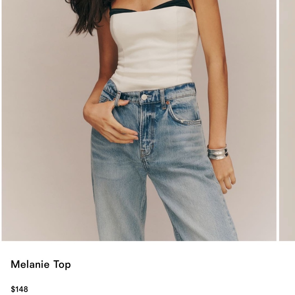Reformation Women's White and Black Top - Picture 2 of 3